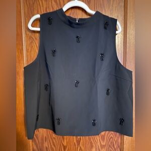 LOFT Black Sleeveless Top with Embellishments